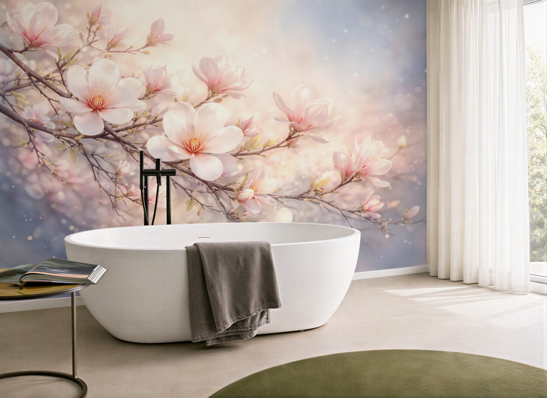 Fototapeta kwitnąca magnolia w pastelowym świetle