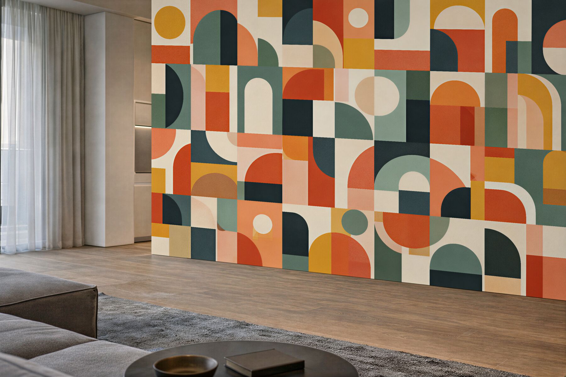 Fototapeta geometryczna mozaika w ciepłych barwach
