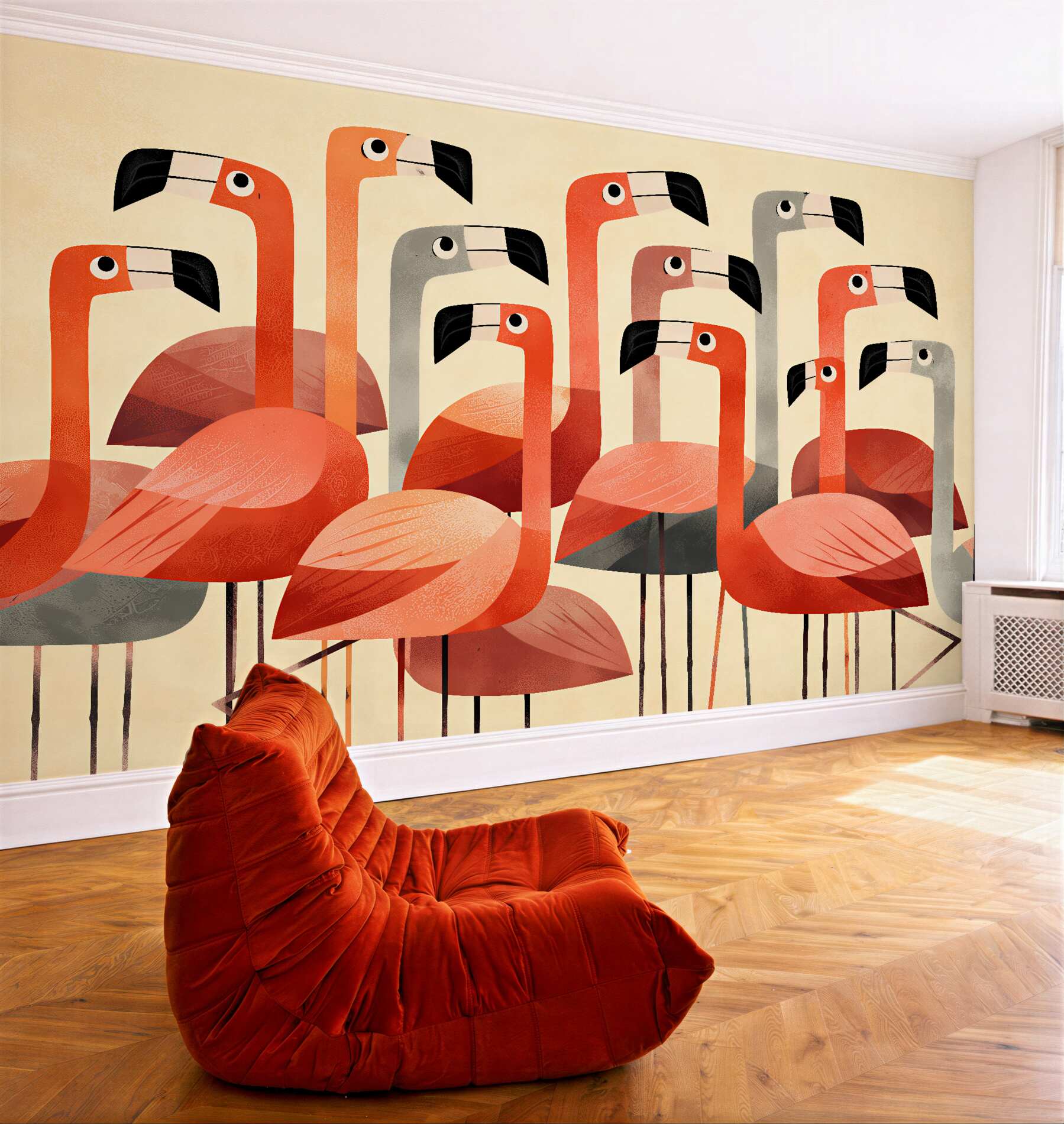 Fototapeta stylizowane flamingi retro?v23