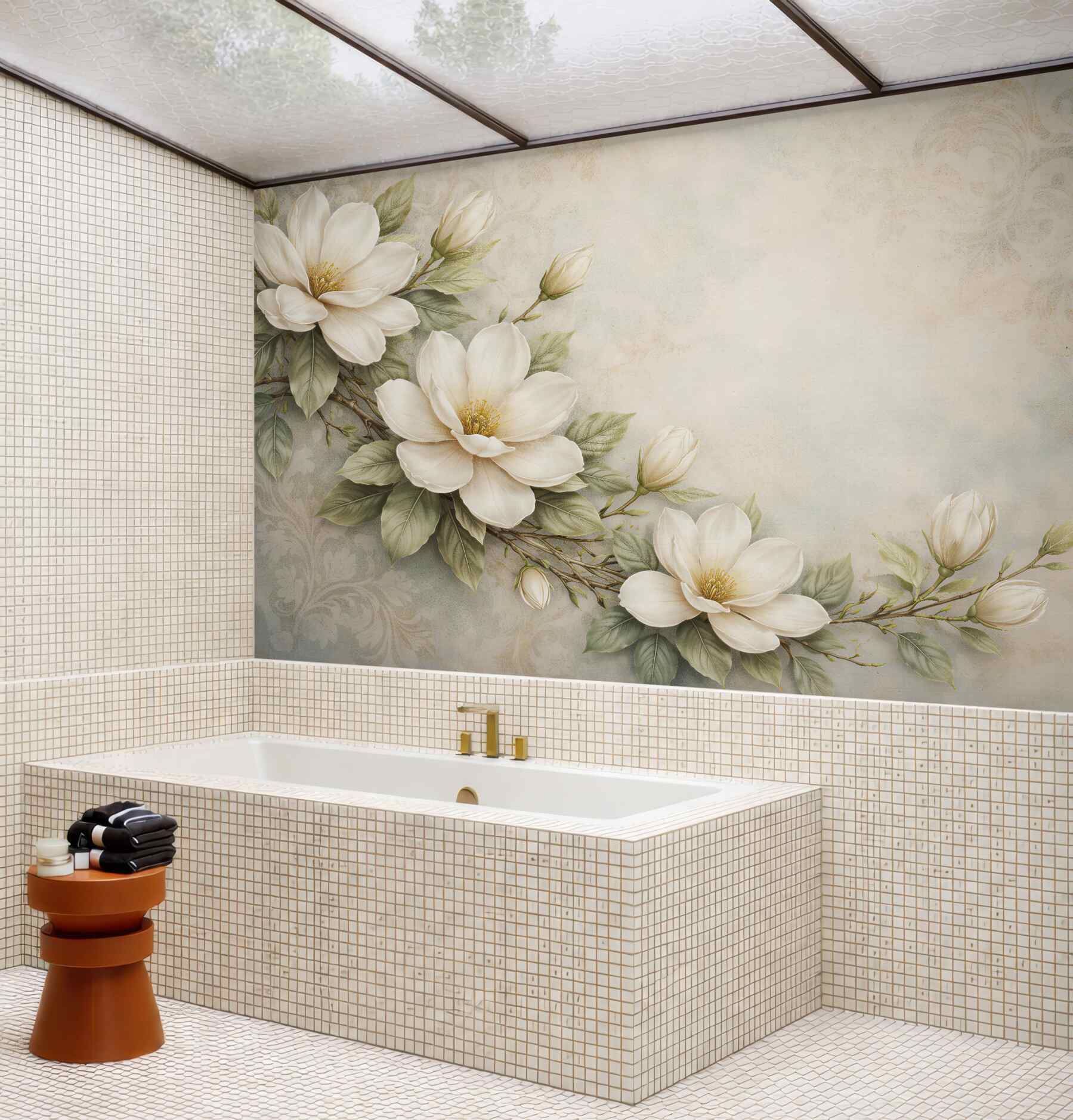 Fototapeta kremowe magnolie w eleganckim rozkwicie?v23