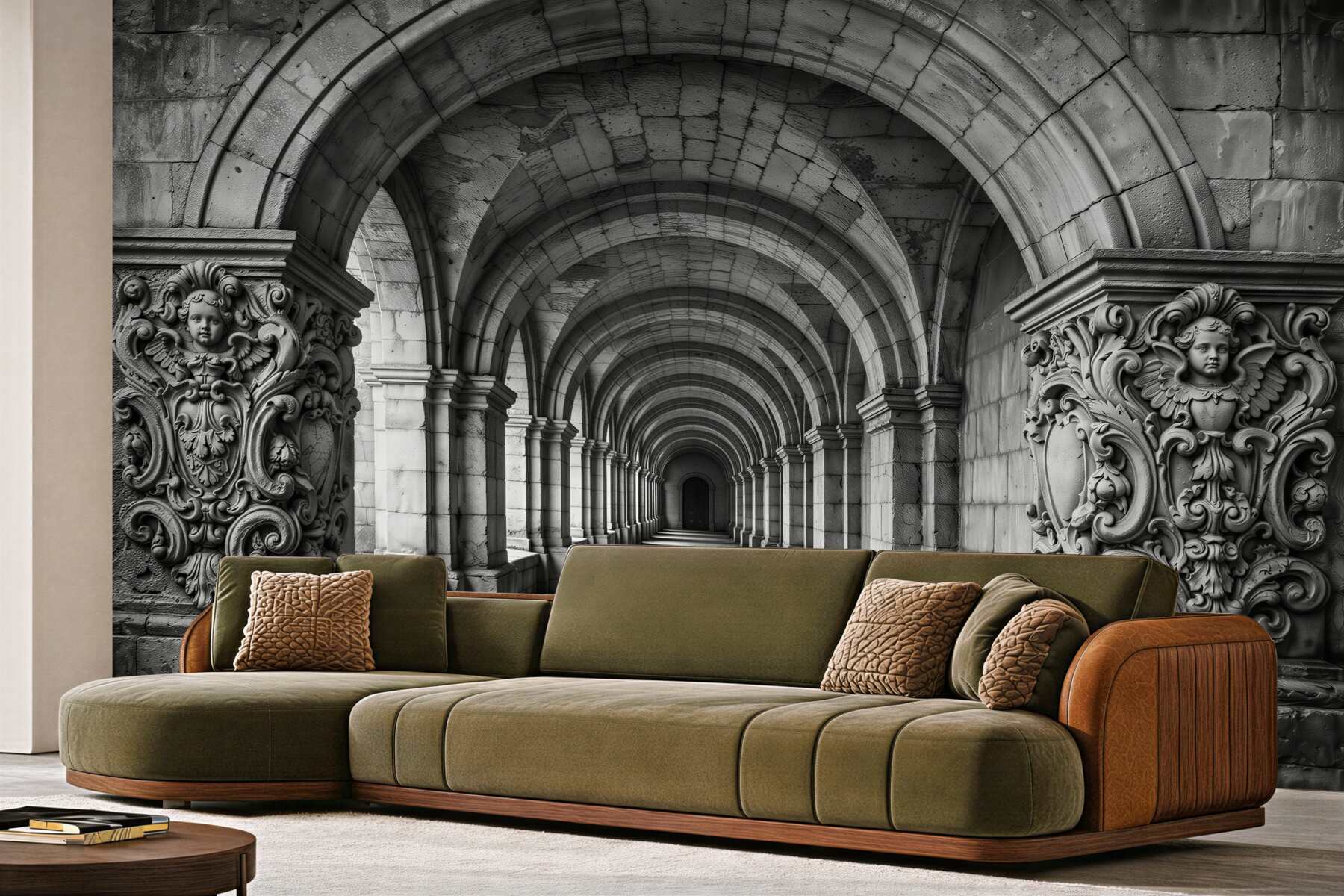Fototapeta monumentalny kamienny arkadowy korytarz?v23
