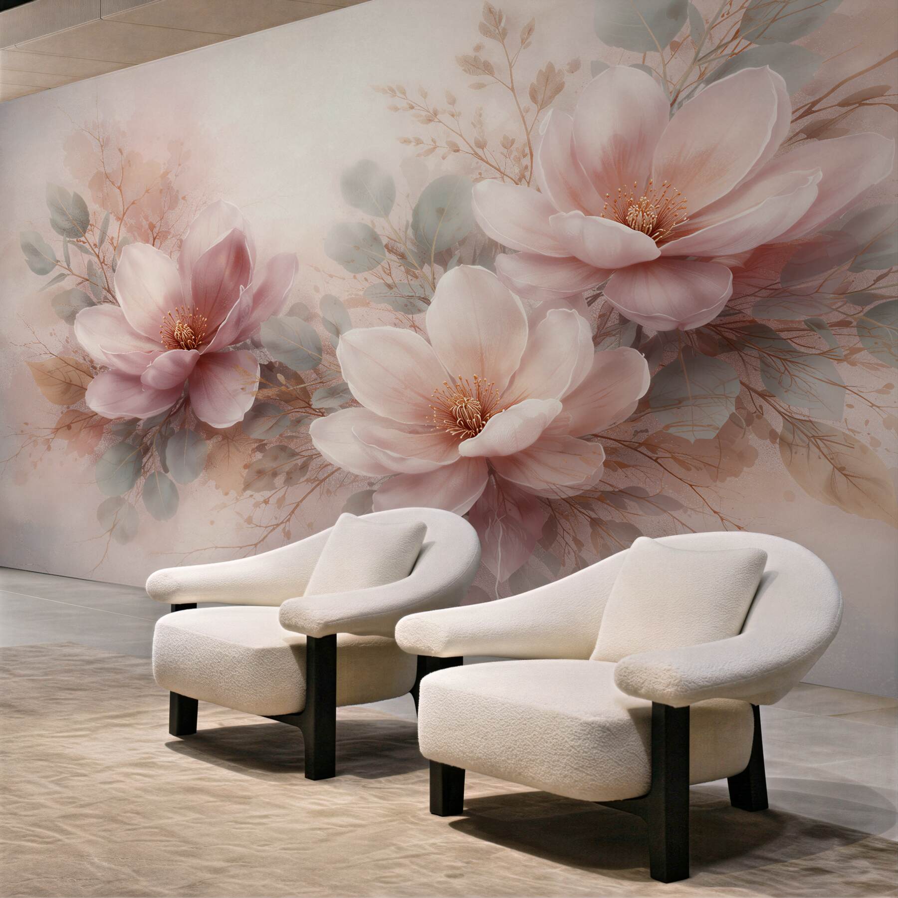 Fototapeta pudrowe magnolie w subtelnej kompozycji