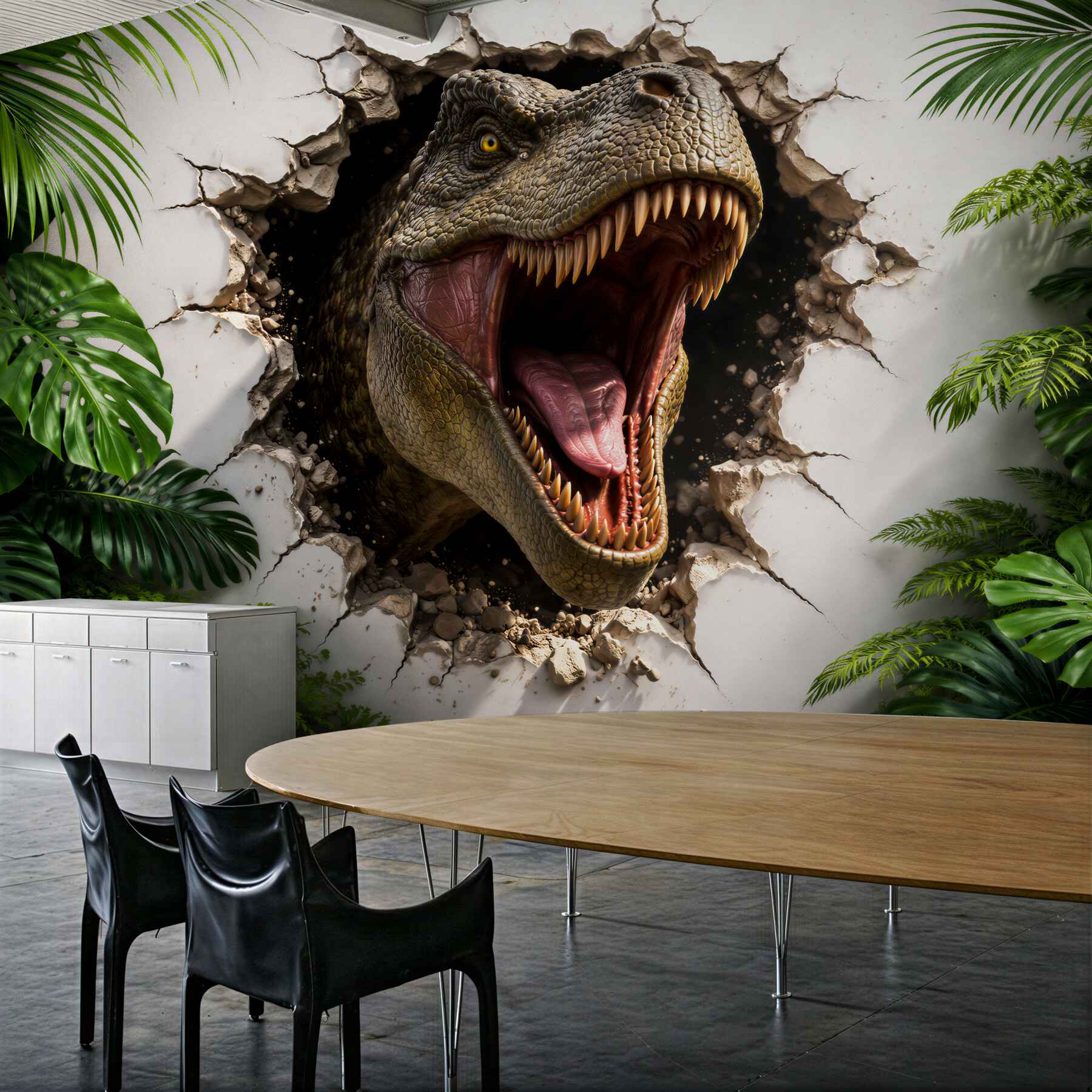 Fototapeta dinozaur 3d przebijający ścianę?v23